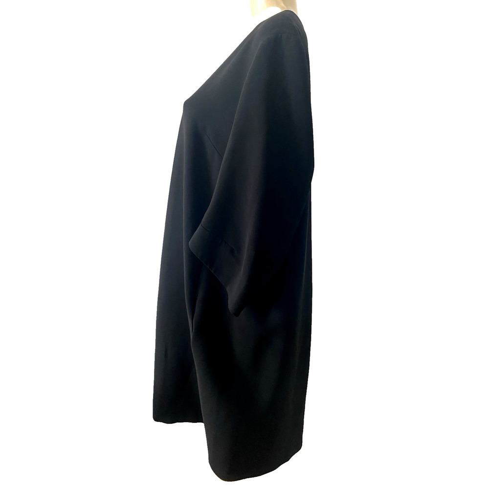 Lafayette 148 Dress Black Round Neck 3/4 Sleeve Shift Knee Pockets Back Zip 16 - Picture 4 of 9